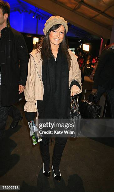 April Hennig poses in the lobby during Mercedes-Benz Fashion Week Fall 2007 February 4, 2007 in New York City.