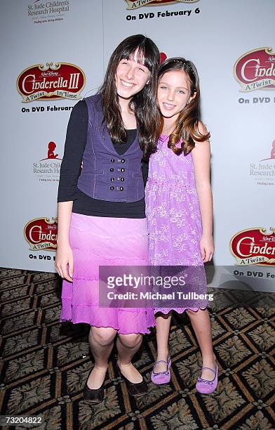 Actresses Cassidy Lehrman and Ryan Newman attend the DVD Release party for "Cinderella III: A Twist In Time" to benefit the St. Jude's Children's...
