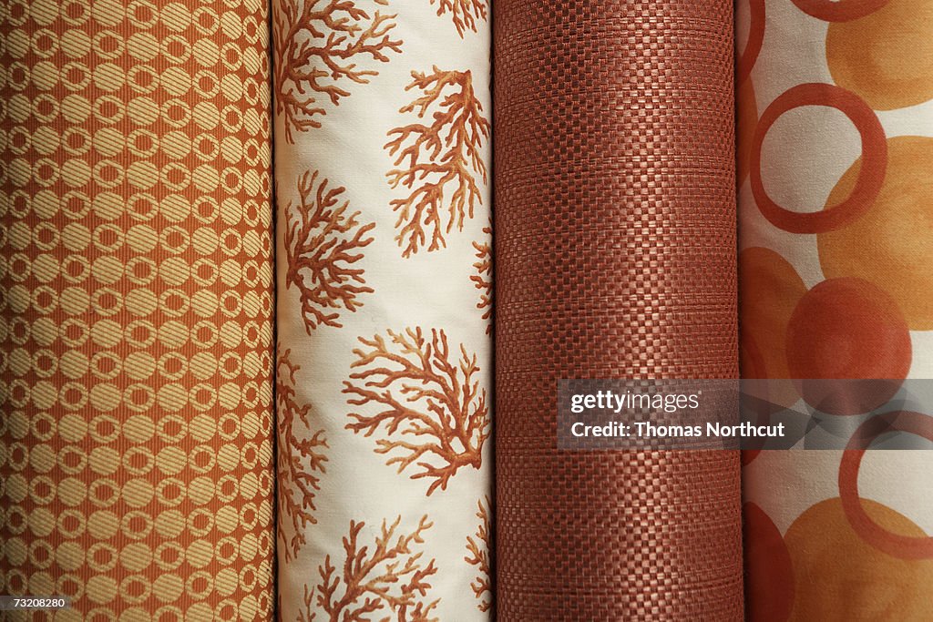 Rolls of fabric, close-up