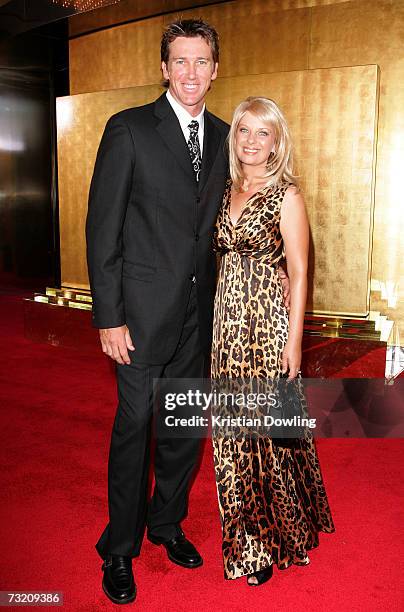 Cricketer Glen McGrath and his wife Jane McGrath arrive at the 2007 Allan Border Medal at Crown Casino on February 5, 2007 in Melbourne, Australia.