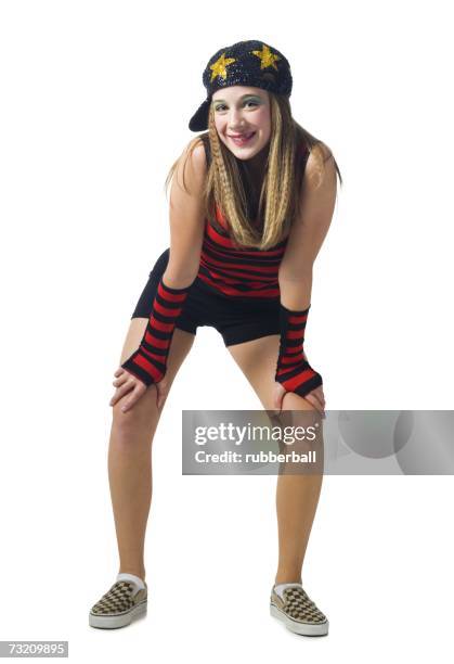 girl dressed in a 1980s style outfit - hip hop dress up stock pictures, royalty-free photos & images