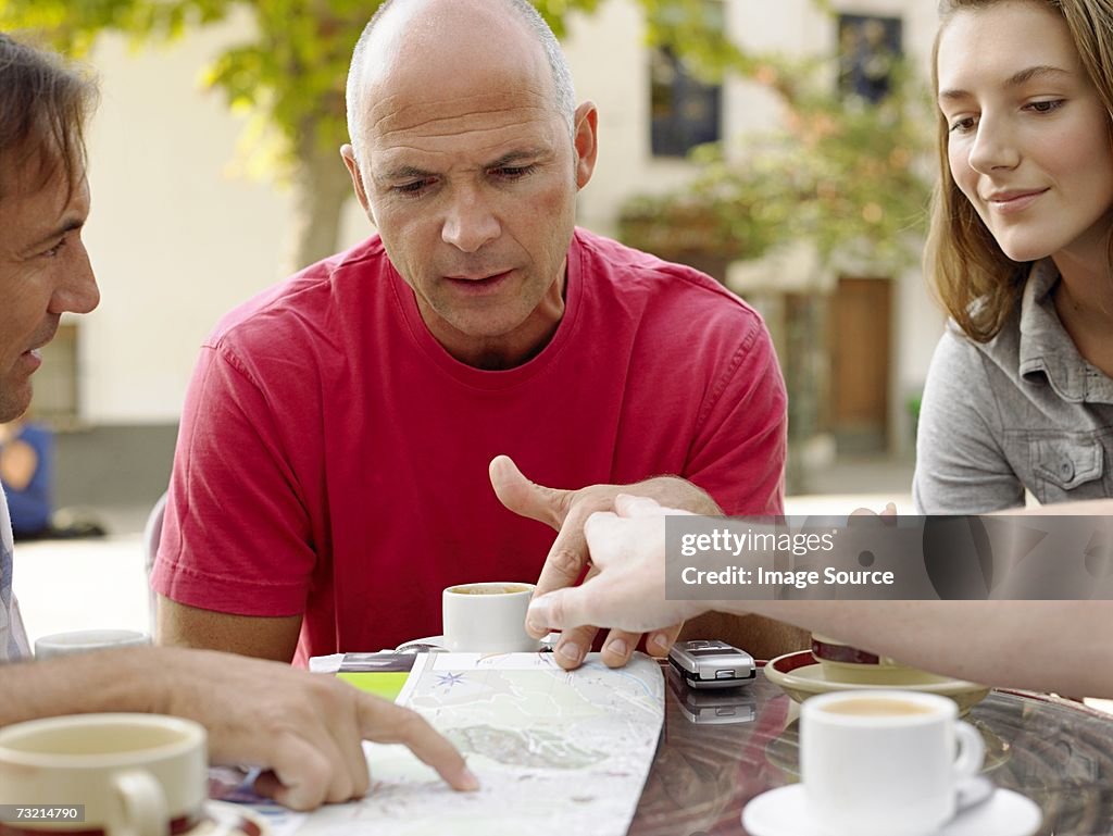 Tourists looking at a map