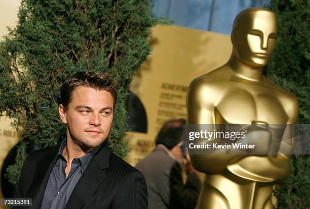 Actor Leonardo DiCaprio attends the 79th annual Academy Award nominees luncheon held at the Beverly Hilton Hotel on February 5, 2007 in Beverly...