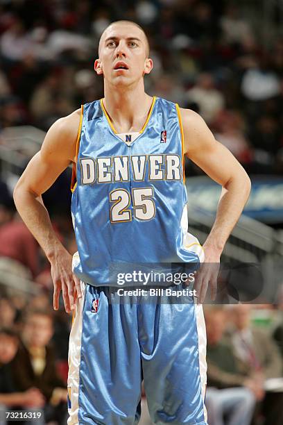Steve Blake of the Denver Nuggets stands on the court during the game against the Houston Rockets at the Toyota Center on January 20, 2007 in...