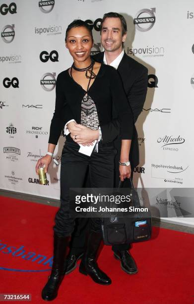 German actor Manou Lubowski and guest attend the GQ Ispovision Style night, February 5 in Munich, Germany.