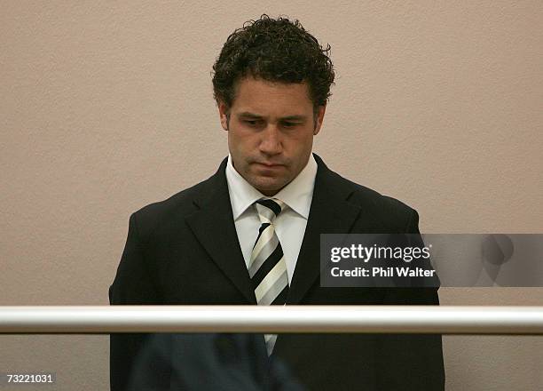 Former sports star and TV personality Marc Ellis stands in the dock in the Auckland DIstrict Court, New Zealand, Friday, August 26th, 2005. Ellis...