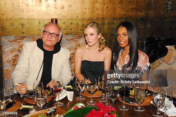 Fashion designer Max Azria, Tinsley Mortimer and singer Michelle Williams attend Max Azria's Fall 2007 after show dinner party at Buddha Bar on...