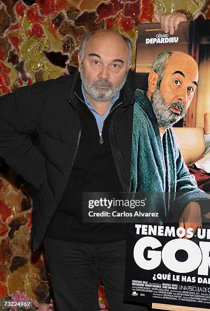 Actor and director Gerard Jugnot attends photocall for "Boudu" , at Palafox Cinema on February 06, 2007 in Madrid, Spain.