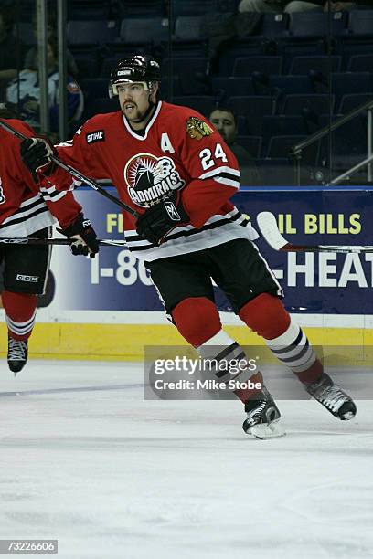 Reed Low of the Norfolk Admirals skates against the Bridgeport Sound Tigers at the Arena at Harbor Yard on November 29, 2006 in Bridgeport,...