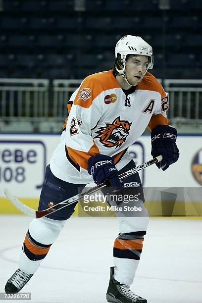 Jeremy Colliton of the Bridgeport Sound Tigers skates against the Norfolk Admirals at the Arena at Harbor Yard on November 29, 2006 in Bridgeport,...
