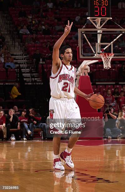 Greivis Vasquez of the Maryland Terrapins brings the ball up the court against the Missouri-Kansas City Kangaroos December 13, 2006 at Comcast Center...