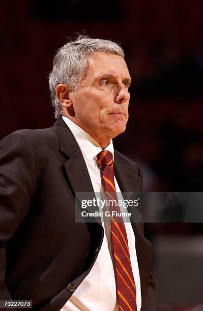 Head coach Gary Williams of the Maryland Terrapins looks on during the game against Missouri-Kansas City Kangaroos December 13, 2006 at Comcast...