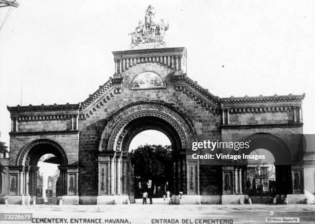 View of the north entrance to the Cementerio de Cristobal Colon , Havana, Cuba, early twentieth century.