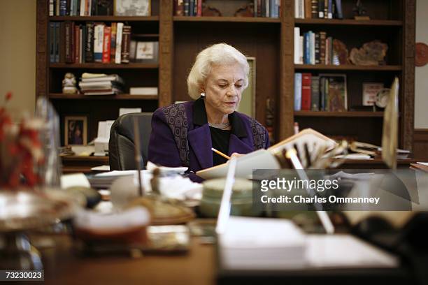 Iraq Study Group member and former Supreme Court Justice Sandra Day O'Connor in her offices at the United States Supreme Court on January 23, 2007 in...