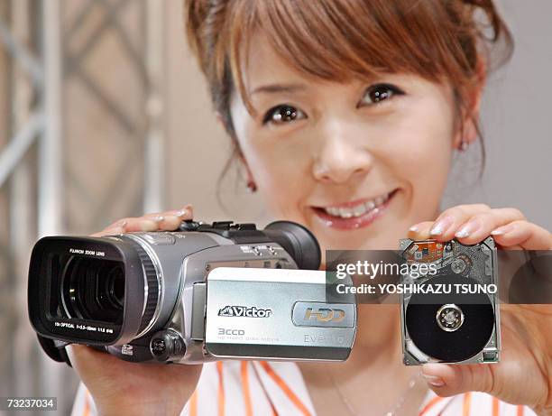 Electronics giant Victor Company of Japan unveils the world's first full high-definition quality digital video camcorder "Everio GZ-HD7", equipped...