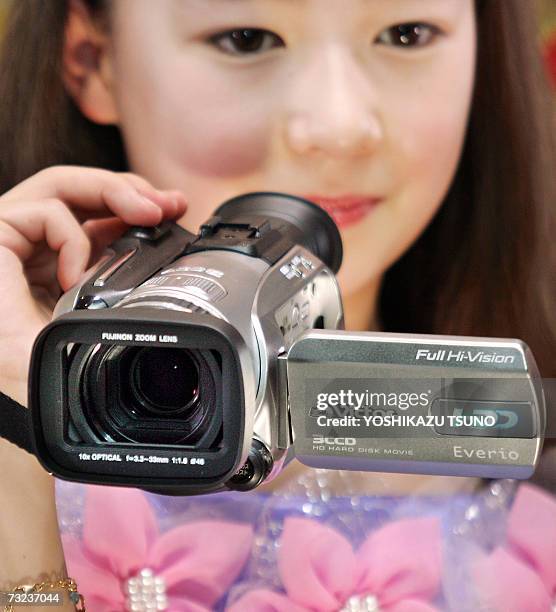 Electronics giant Victor Company of Japan unveils the world's first full high-definition quality digital video camcorder "Everio GZ-HD7", equipped...