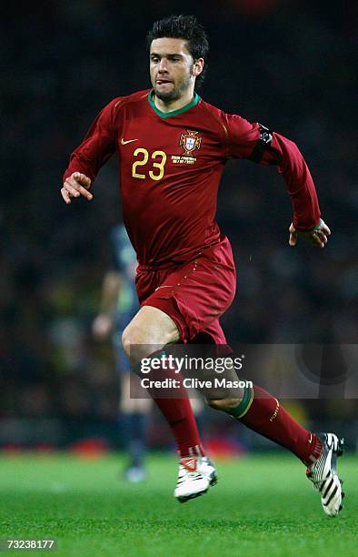 Helder Postiga of Portugal in action during the International friendly match between Brazil and Portugal at the Emirates Stadium on February 6, 2006...