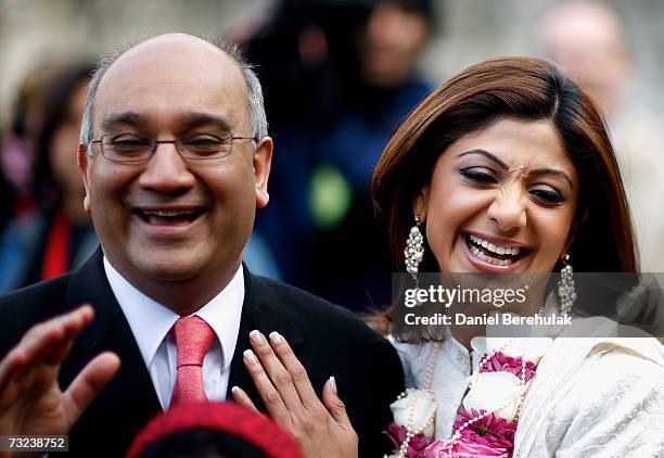 Actress and Celebrity Big Brother winner Shilpa Shetty shares a laugh with MP Keith Vaz on a tour of the House of Parliament on February 7, 2007 in...