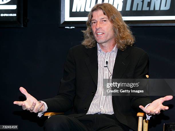 Motor Trend Magazine Editor in Chief Angus Mackenzie participates in the "Driven by Design" panel discussion during the Mercedes-Benz Fashion Week...