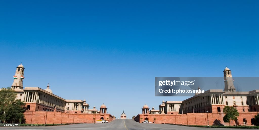 Low angle view of a government building, Rashtrapati Bhavan, New Delhi, India