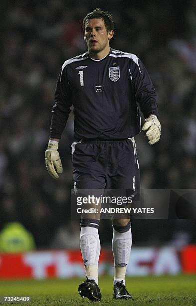 Manchester, UNITED KINGDOM: England's goalkeeper Ben Foster watches as England takes on Spain during their international friendly football match at...