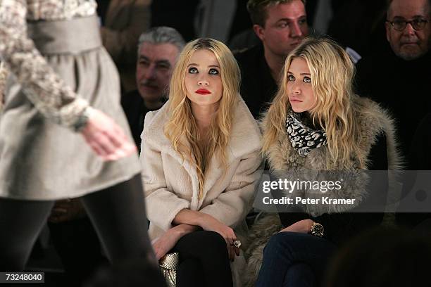 Mary-Kate and Ashley Olsen attend the Jenni Kayne Fall 2007 fashion show during Mercedes-Benz Fashion Week at The Salon in Bryant Park February 7,...