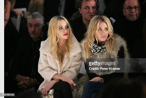 Mary-Kate and Ashley Olsen attend the Jenni Kayne Fall 2007 fashion show during Mercedes-Benz Fashion Week at The Salon in Bryant Park February 7,...