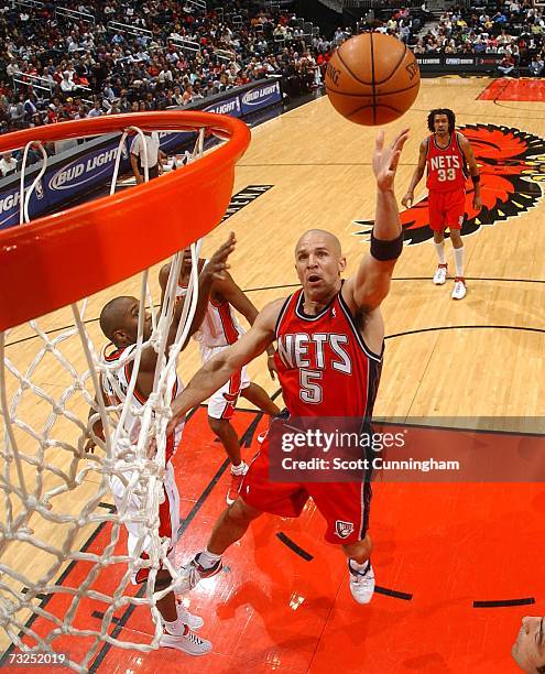 Jason Kidd of the New Jersey Nets takes a shot against the Atlanta Hawks on February 7, 2007 at Philips Arena in Atlanta, Georgia. NOTE TO USER: User...