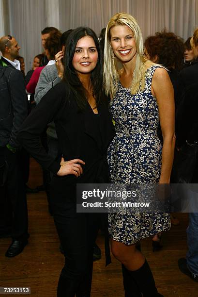 Katie Lee and Beth Ostrosky pose at the Monica Moss Fall 2007 fashion presentation during Mercedes-Benz Fashion Week at The Puck Buliding February 7,...