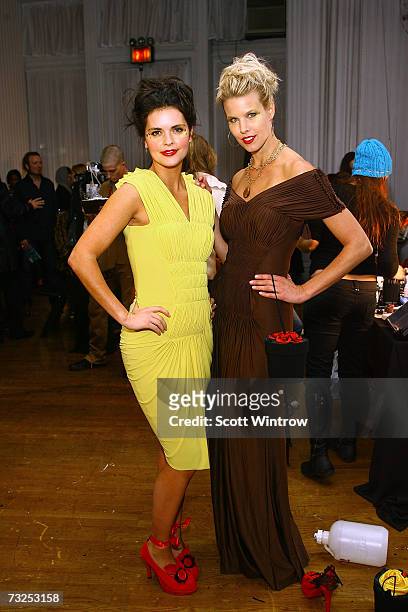 Katie Lee and Beth Ostrosky pose at the Monica Moss Fall 2007 fashion presentation during Mercedes-Benz Fashion Week at The Puck Buliding February 7,...