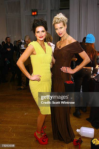 Katie Lee and Beth Ostrosky pose at the Monica Moss Fall 2007 fashion presentation during Mercedes-Benz Fashion Week at The Puck Buliding February 7,...