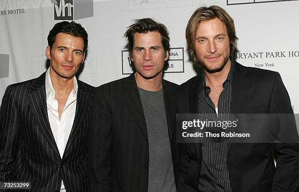 Wilhelmina models Alex Lundqvist, Mark Vanderloo, and Gabriel Aubry attend the Premiere & Launch Party for VH1's The Agency at the Bryant Park Hotel...