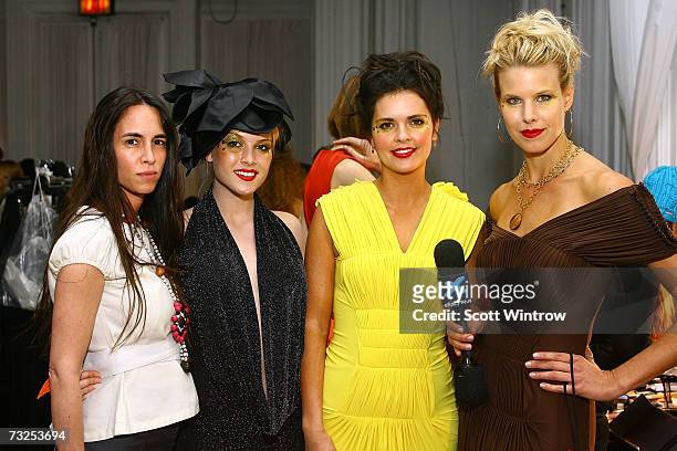 Tara Connor, Katie Lee and Beth Ostrosky pose at the Monica Moss Fall 2007 fashion presentation during Mercedes-Benz Fashion Week at The Puck...