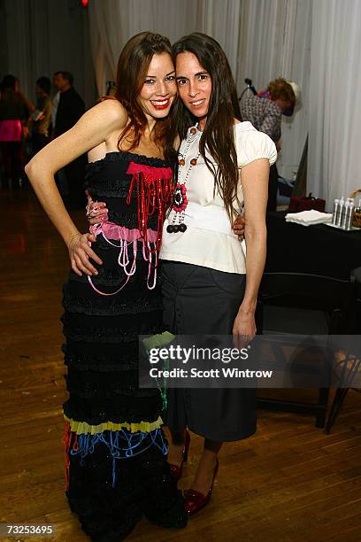 Designer Monica Moss and guest pose at the Monica Moss Fall 2007 fashion presentation during Mercedes-Benz Fashion Week at The Puck Buliding February...