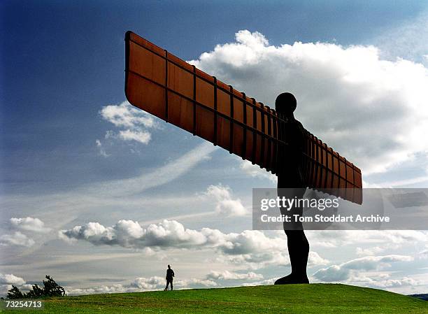 Sculptor Antony Gormley's 'Angel of the North' just outside Gateshead, September 2005. Standing 20 metres high and with a wingspan of 54 metres, the...