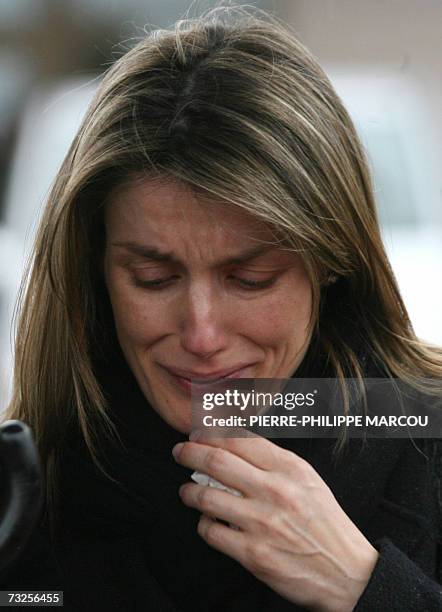 Spain's Princess Letizia departs from the crematorium of Tres Cantos after the funeral of her younger sister Erika Ortiz near Madrid, 08 February...