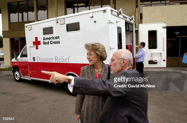 Her Royal Highness Princess Margriet of Holland is given a tour of the American Red Cross facilities in Santa Ana, CA by George Chitty, CEO of the...