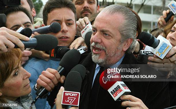 Naples football team vice-president, Aurelio de Laurentis, arrives at Fiumicino airport before a meeting with soccer league officials, 08 February...