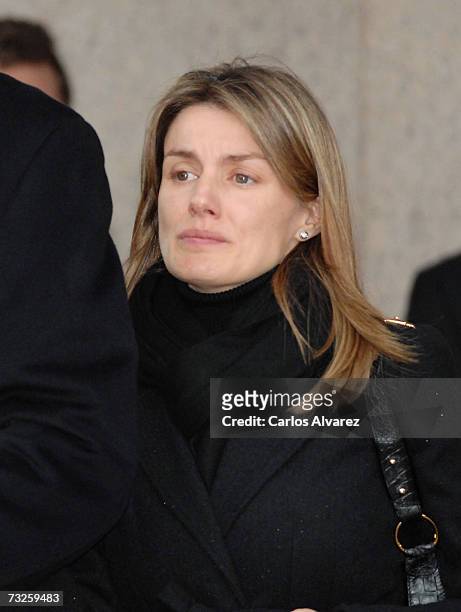 Princess Letizia of Spain attends the funeral for Erika Ortiz, younger sister of Princess Letiza, on February 08, 2007 at La Paz Cemetery near...
