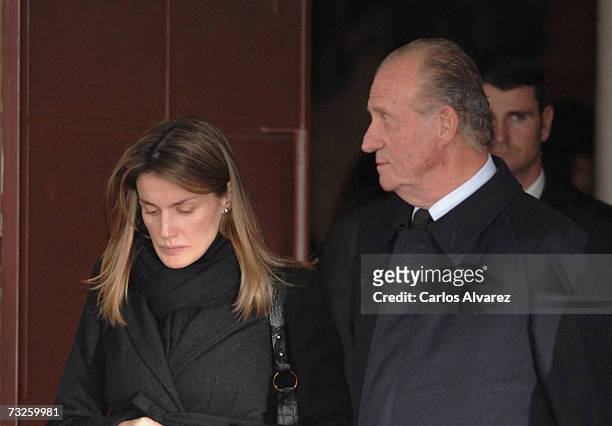 King Juan Carlos and Princess Letizia of Spain attend the funeral for Erika Ortiz, younger sister of Princess Letiza, on February 08, 2007 at La Paz...