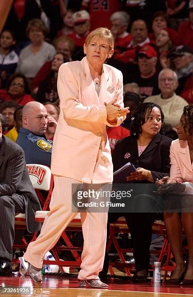 Head coach Sylvia Hatchell of the North Carolina Tar Heels during the game against the Maryland Terrapins January 28, 2007 at Comcast Center in...