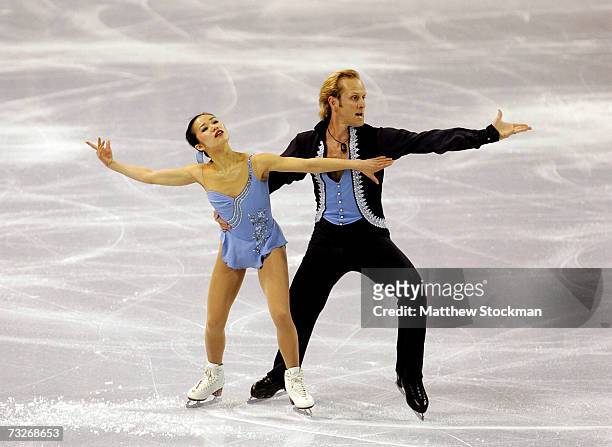 Rena Inoue and John Baldwin compete in free skate portion of the pairs competition during the ISU Four Continents Figure Skating Championships...