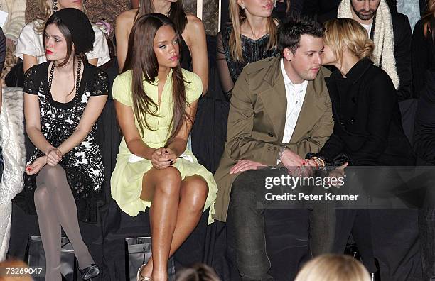 Actress Rachel Bilson, singer Rihanna, Joel Madden and Nicole Richie attend the Zac Posen Fall 2007 fashion show during Mercedes-Benz fashion Week at...