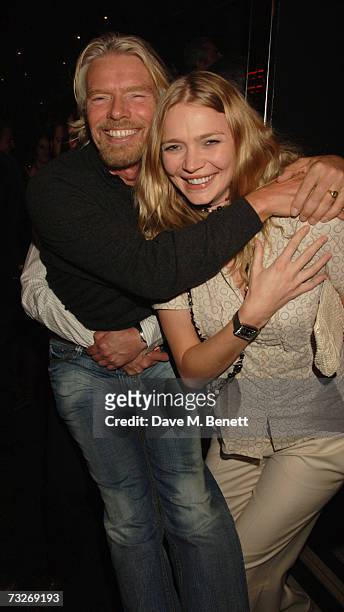 Richard Branson and Jodie Kidd attend the Virgin Media launch party, at Cirque Hippodrome on February 8, 2007 in London, England.