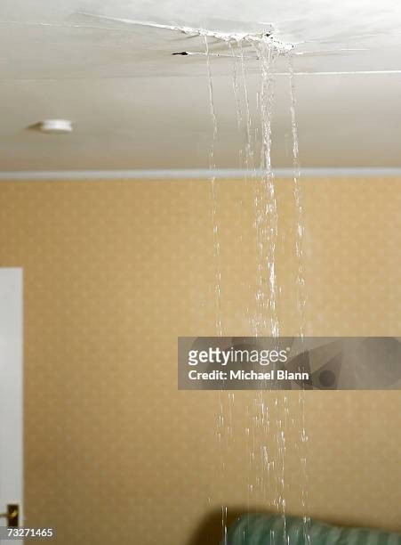 ceiling leaking water into living room - leaking stock pictures, royalty-free photos & images
