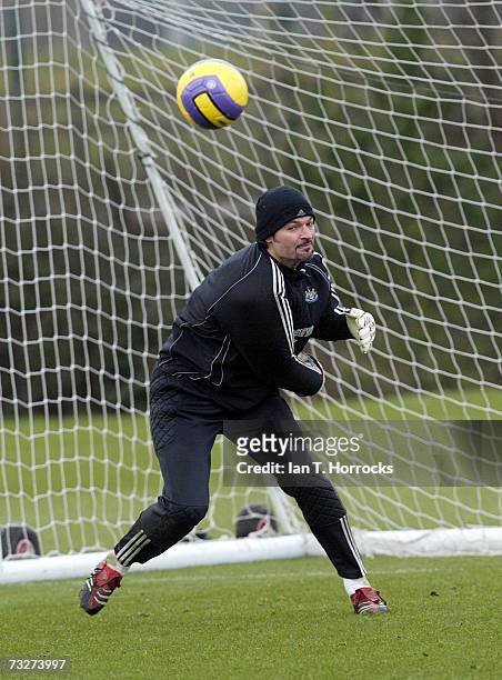 Pavel Srnicek in action during a Newcastle United training session on February 09, 2007 in Newcastle-upon-Tyne, England.