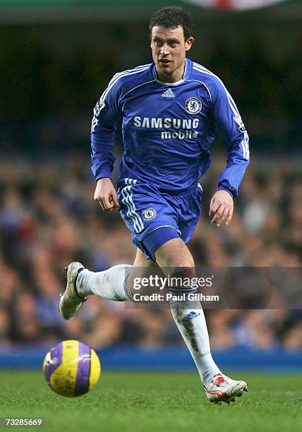 Wayne Bridge of Chelsea in action during the Barclays Premiership match between Chelsea and Middlesbrough at Stamford Bridge on February 10, 2007 in...