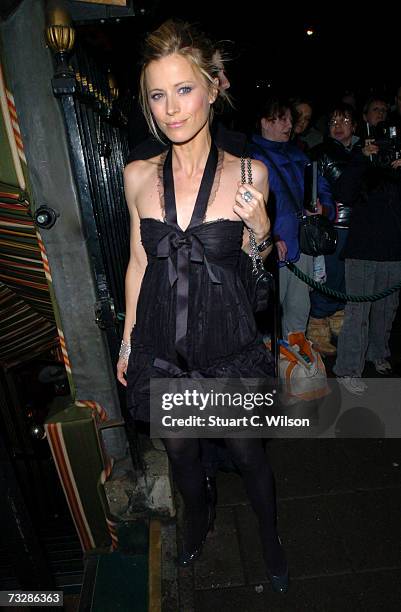 Model Laura Bailey arrives for the Finch and Partners Pre-BAFTA Party BY Finch and Chanel Pre-BAFTA Party at Annabel's Berkeley Square on February...