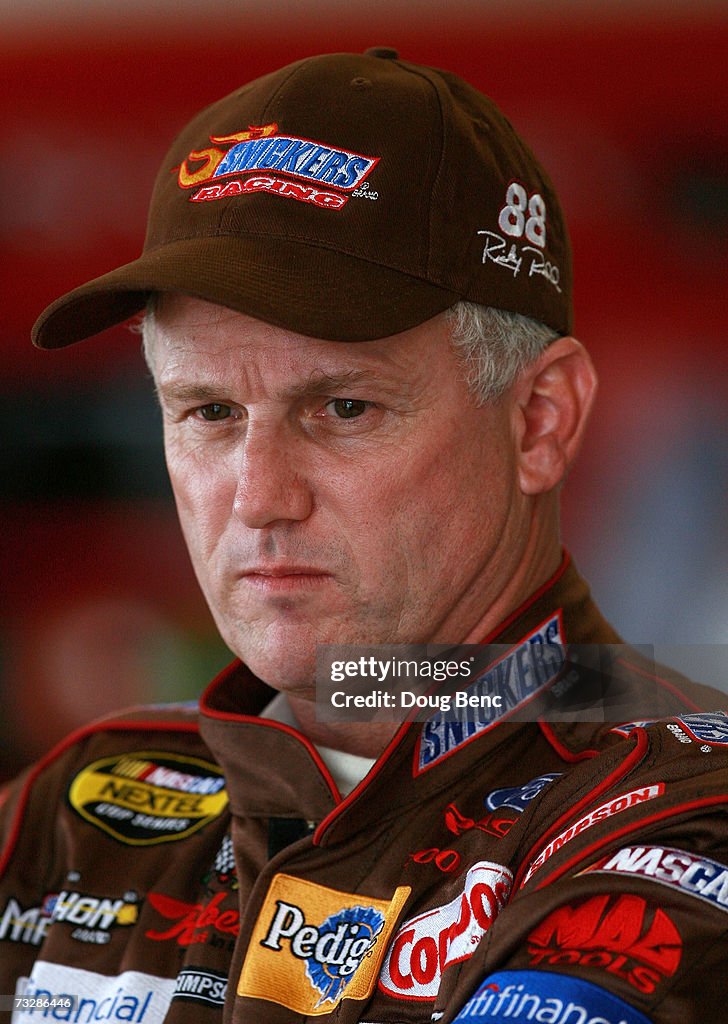 Nascar Driver Ricky Rudd Ricky Rudd, driver of the Snickers Ford, looks on while in the... News ...