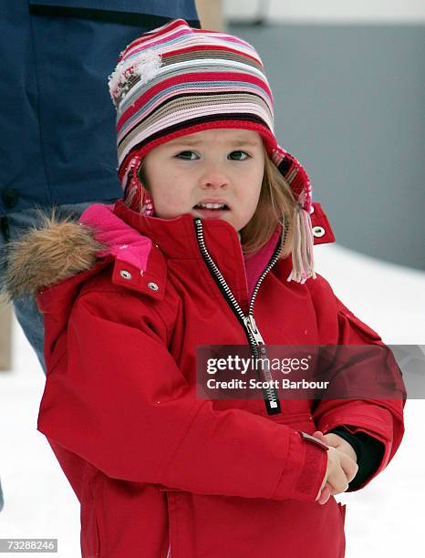Catharina-Amalia of the Netherlands poses for photographs at the start of her annual Austrian skiing holiday on February 11, 2006 in Lech, Austria.